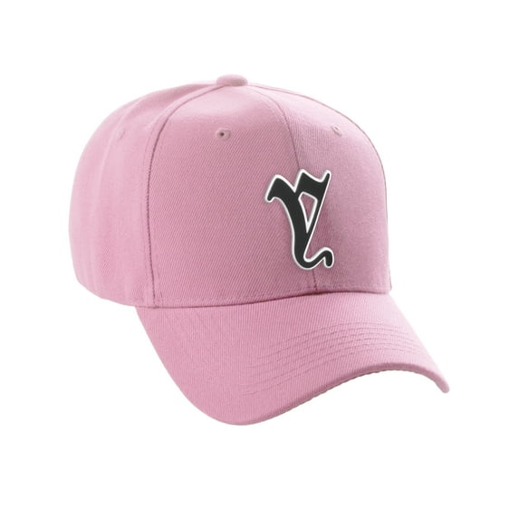 Daxton Structured Baseball Hat Cap Old English A to Z Letter Number Initial-Pink, Letter Y