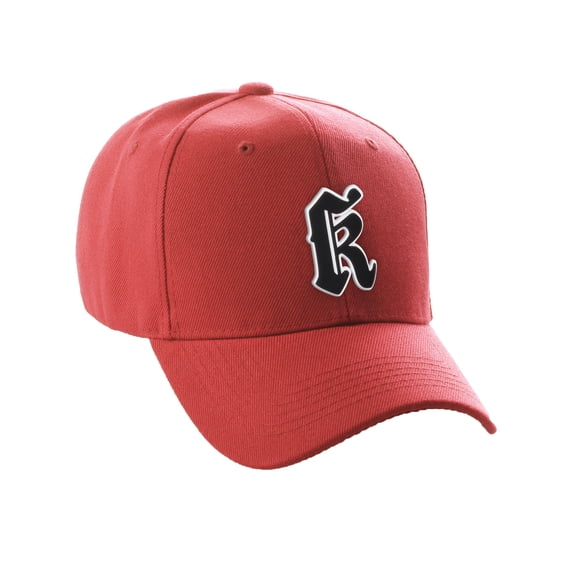 Daxton Structured Baseball Hat Cap Old English A to Z Letter Number Initial-Red, Letter K
