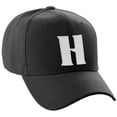 thumbnail image 1 of Daxton Structured Curve Visor Bill Baseball Hat 3D Capital Alphabet Letters, Black Hat White Letter H, 1 of 3