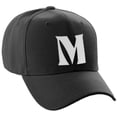thumbnail image 1 of Daxton Structured Curve Visor Bill Baseball Hat 3D Capital Alphabet Letters, Black Hat White Letter M, 1 of 3