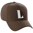 thumbnail image 1 of Daxton Structured Curve Visor Bill Baseball Hat 3D Capital Alphabet Letters, Brown Hat White Letter L, 1 of 3