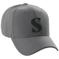 thumbnail image 1 of Daxton Structured Curve Visor Bill Baseball Hat 3D Capital Alphabet Letters, Charcoal Hat Black Letter S, 1 of 3