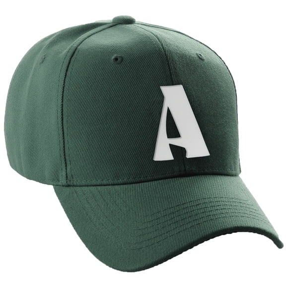 Daxton Structured Curve Visor Bill Baseball Hat 3D Capital Alphabet Letters, Hunter Hat White Letter A