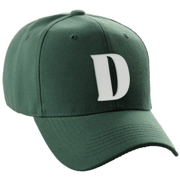 Daxton Structured Curve Visor Bill Baseball Hat 3D Capital Alphabet Letters, Hunter Hat White Letter D