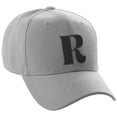 thumbnail image 1 of Daxton Structured Curve Visor Bill Baseball Hat 3D Capital Alphabet Letters, Light Grey Hat Black Letter R, 1 of 3