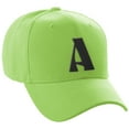 thumbnail image 1 of Daxton Structured Curve Visor Bill Baseball Hat 3D Capital Alphabet Letters, Lime Hat Black Letter A, 1 of 3