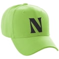 thumbnail image 1 of Daxton Structured Curve Visor Bill Baseball Hat 3D Capital Alphabet Letters, Lime Hat Black Letter N, 1 of 3