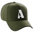 thumbnail image 1 of Daxton Structured Curve Visor Bill Baseball Hat 3D Capital Alphabet Letters, Olive Hat White Letter A, 1 of 3