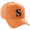 thumbnail image 1 of Daxton Structured Curve Visor Bill Baseball Hat 3D Capital Alphabet Letters, Orange Hat Black Letter S, 1 of 3