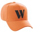 thumbnail image 1 of Daxton Structured Curve Visor Bill Baseball Hat 3D Capital Alphabet Letters, Orange Hat Black Letter W, 1 of 3
