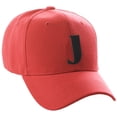 thumbnail image 1 of Daxton Structured Curve Visor Bill Baseball Hat 3D Capital Alphabet Letters, Red Hat Black Letter J, 1 of 3