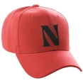 thumbnail image 1 of Daxton Structured Curve Visor Bill Baseball Hat 3D Capital Alphabet Letters, Red Hat Black Letter N, 1 of 3