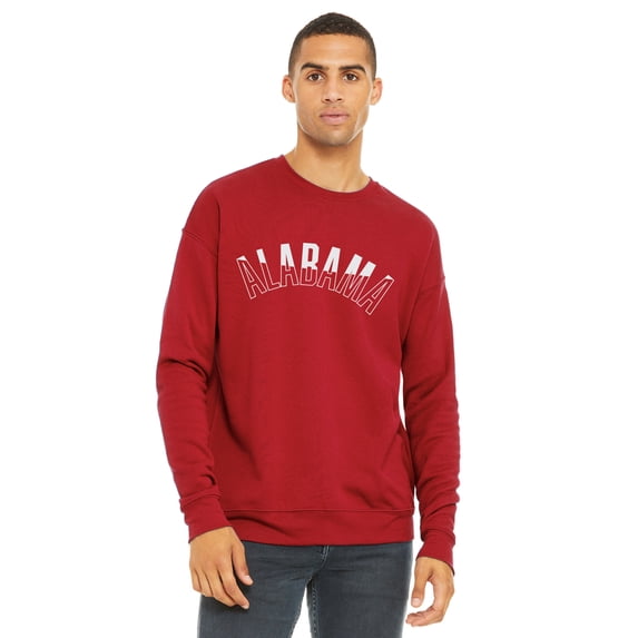 Daxton Two-Tone USA Cities State Adult Comfort Fit Crew Sweatshirt , Alabama Red White, L