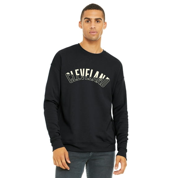 Daxton Two-Tone USA Cities State Adult Comfort Fit Crew Sweatshirt , Cleveland Black White, 2XL