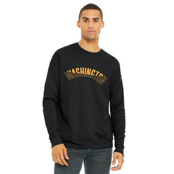 Daxton Two-Tone USA Cities State Adult Comfort Fit Crew Sweatshirt , Washington Black Gold, 3XL