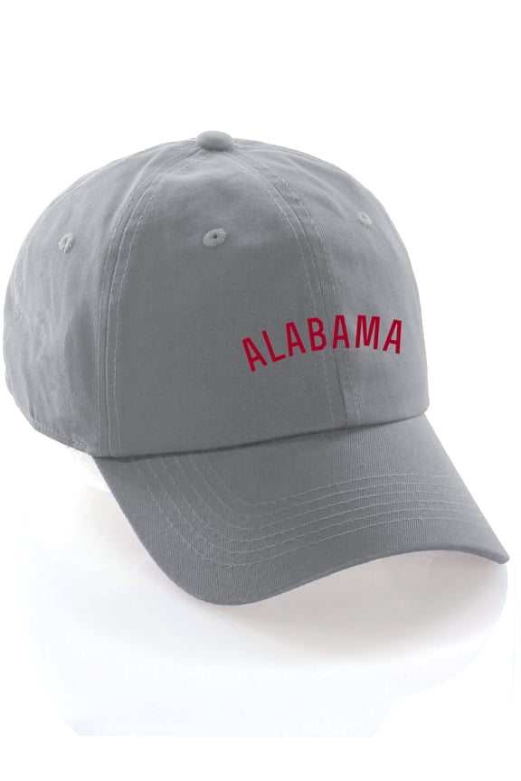 USA Cities Baseball Dad Hat Cap Cotton Unstructure Low Profile Strapback - Alabama Gray Red