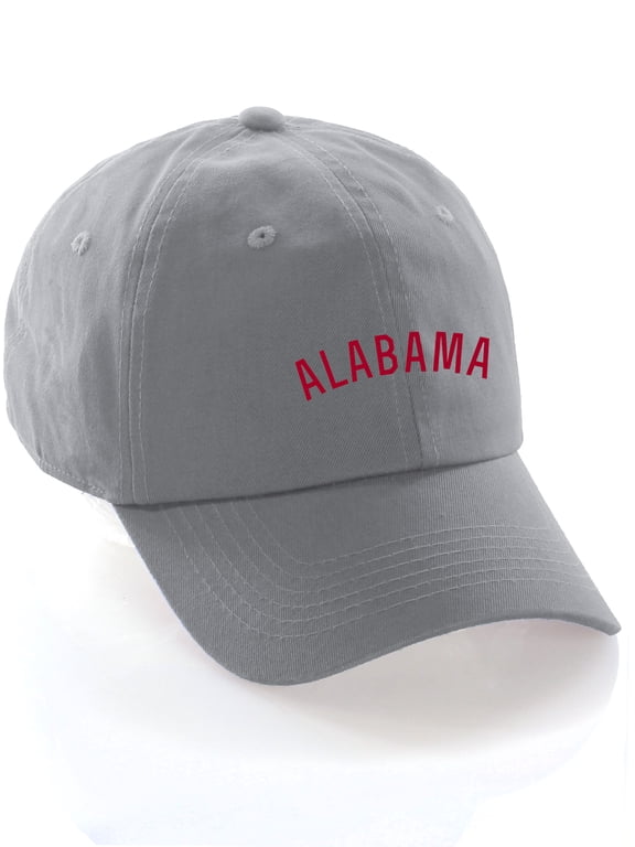 USA Cities Baseball Dad Hat Cap Cotton Unstructure Low Profile Strapback - Alabama Gray Red