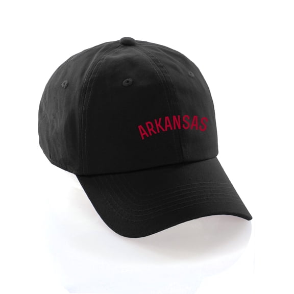 Daxton USA Cities Baseball Dad Hat Cap Cotton Unstructure Low Profile Strapback - Arkansas Black Red