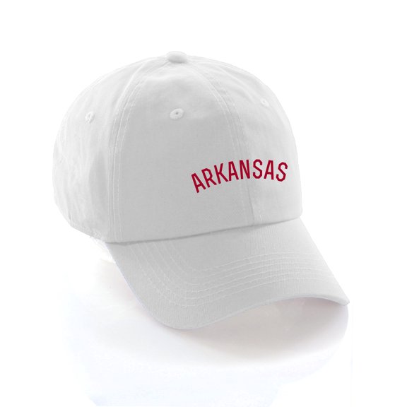 Daxton USA Cities Baseball Dad Hat Cap Cotton Unstructure Low Profile Strapback - Arkansas White Red