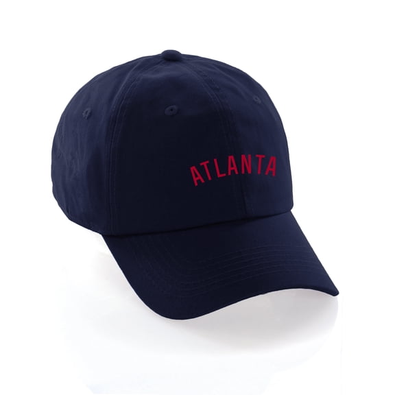 Daxton USA Cities Baseball Dad Hat Cap Cotton Unstructure Low Profile Strapback - Atlanta Navy Red