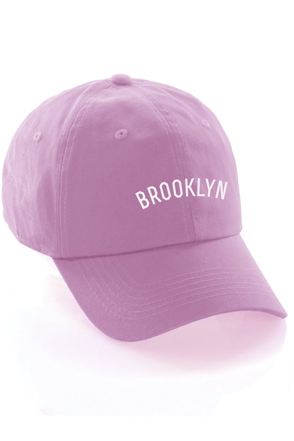 USA Cities Baseball Dad Hat Cap Cotton Unstructure Low Profile Strapback - Brooklyn Pink White