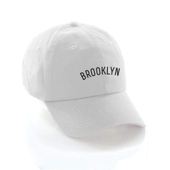 Daxton USA Cities Baseball Dad Hat Cap Cotton Unstructure Low Profile Strapback - Brooklyn White Black