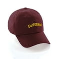 thumbnail image 1 of Daxton USA Cities Baseball Dad Hat Cap Cotton Unstructure Low Profile Strapback - California Burgundy Gold, 1 of 1