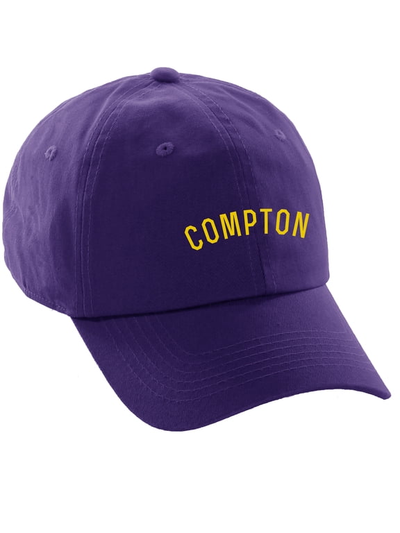 USA Cities Baseball Dad Hat Cap Cotton Unstructure Low Profile Strapback - Compton Purple Gold