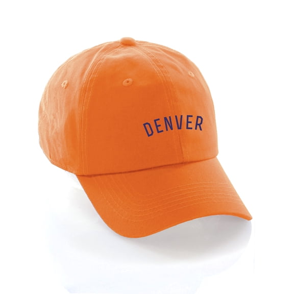 Daxton USA Cities Baseball Dad Hat Cap Cotton Unstructure Low Profile Strapback - Denver Orange Navy