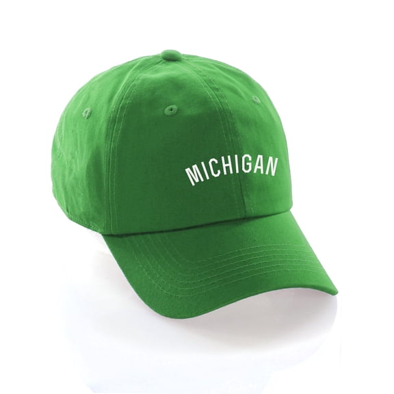 Daxton USA Cities Baseball Dad Hat Cap Cotton Unstructure Low Profile Strapback - Michigan Green White