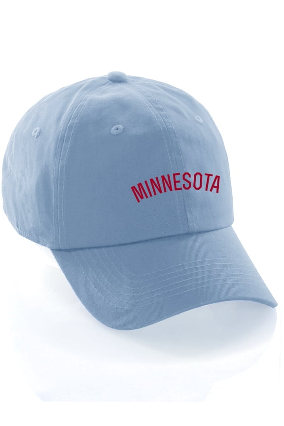 USA Cities Baseball Dad Hat Cap Cotton Unstructure Low Profile Strapback - Minnesota Ski Red