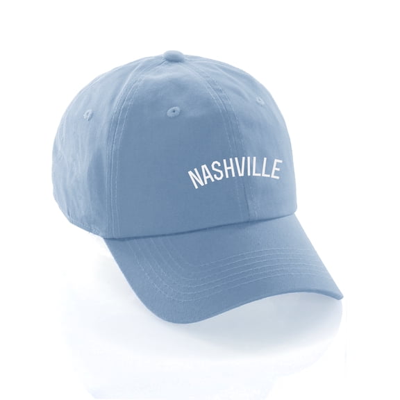 Daxton USA Cities Baseball Dad Hat Cap Cotton Unstructure Low Profile Strapback - Nashville Sky White