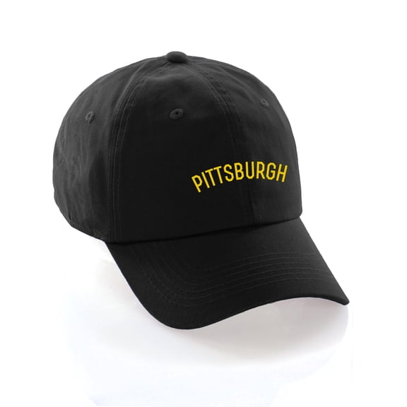 Daxton USA Cities Baseball Dad Hat Cap Cotton Unstructure Low Profile Strapback - Pittsburgh Black Gold