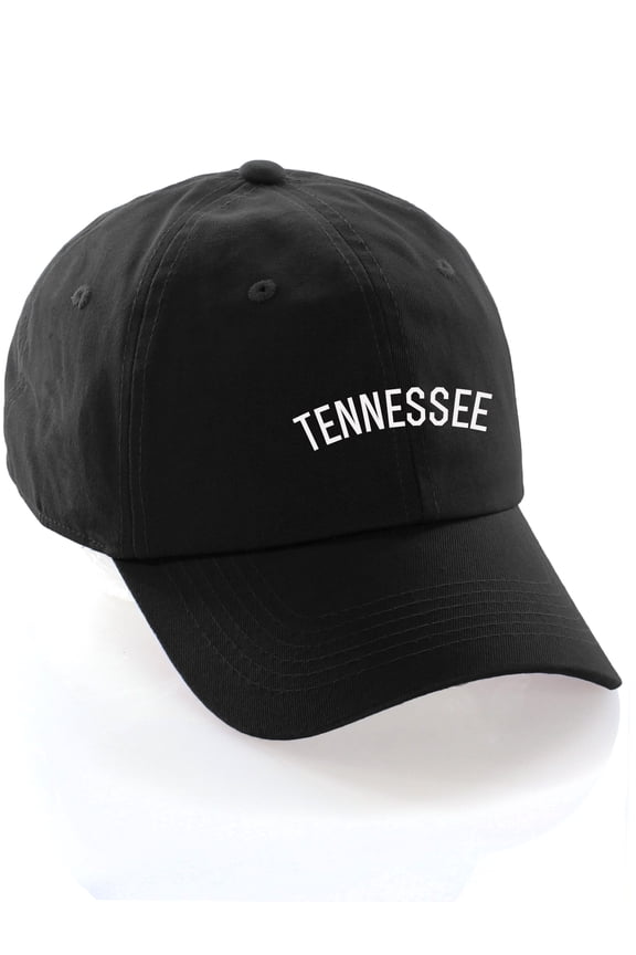 USA Cities Baseball Dad Hat Cap Cotton Unstructure Low Profile Strapback - Tennessee Black White