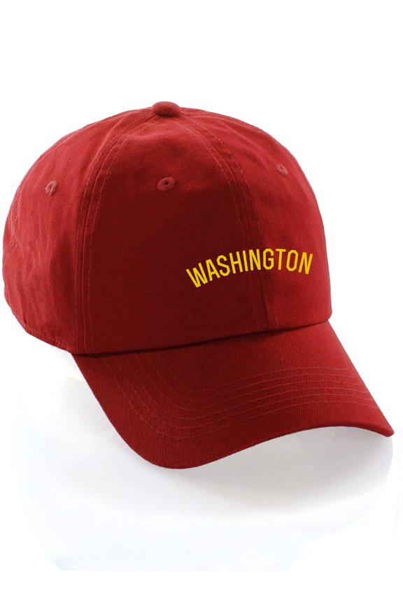 USA Cities Baseball Dad Hat Cap Cotton Unstructure Low Profile Strapback - Washington Red Gold