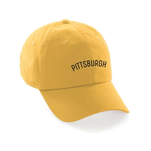 Daxton USA Cities Baseball Dad Hat Cap Cotton Unstructure Low Profile Strapback - Pittsburgh Yellow Black