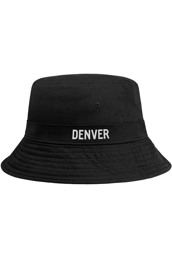 USA Cities Bucket Hat Cap Fisherman Headwear, Denver Black White