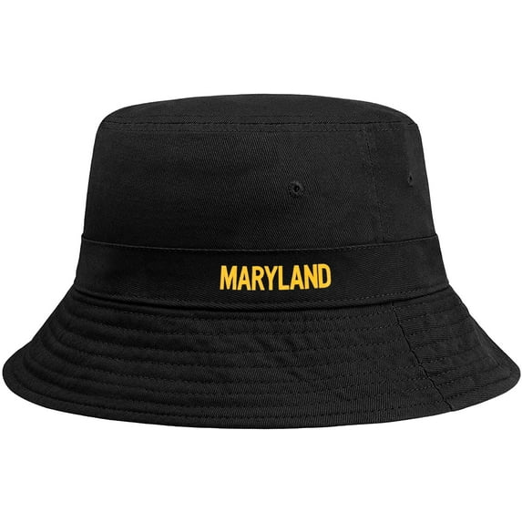 Daxton USA Cities Bucket Hat Cap Fisherman Headwear, Maryland Black Gold
