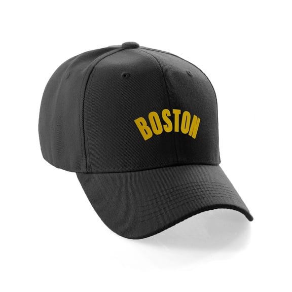 Daxton USA Cities States Baseball Hat Cap Arch Letters, Boston Black Gold