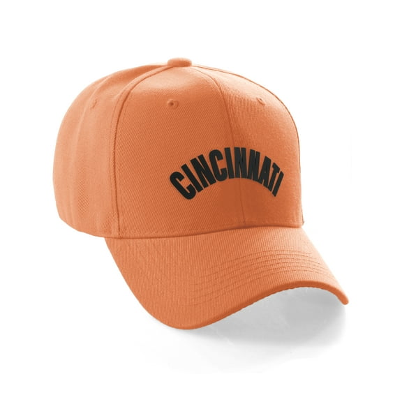Daxton USA Cities States Baseball Hat Cap Arch Letters, Cincinnati Orange Black