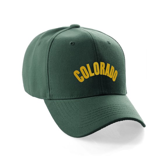 Daxton USA Cities States Baseball Hat Cap Arch Letters, Colorado Hunter Gold