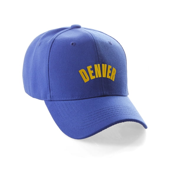 Daxton USA Cities States Baseball Hat Cap Arch Letters, Denver Royal Gold