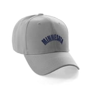 Daxton USA Cities States Baseball Hat Cap Arch Letters, Minnesota Grey Navy