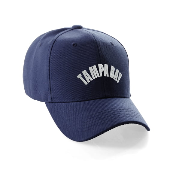 Daxton USA Cities States Baseball Hat Cap Arch Letters, Tampa Bay Navy White