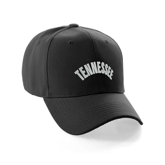 Daxton USA Cities States Baseball Hat Cap Arch Letters, Tennessee Black White