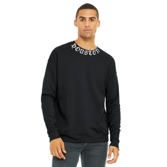 Daxton Unisex Crewneck Sweatshirt Retro USA Cities State Adult Comfort Fit, Houston Black White, 2XL