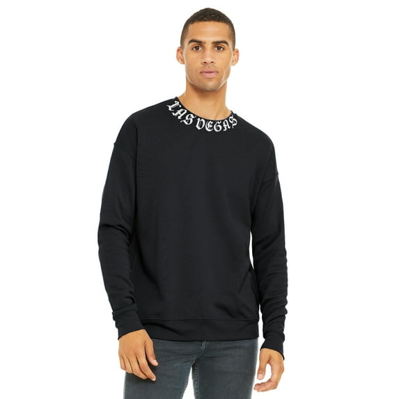Daxton Unisex Crewneck Sweatshirt Retro USA Cities State Adult Comfort Fit, Las Vegas Black White, XL