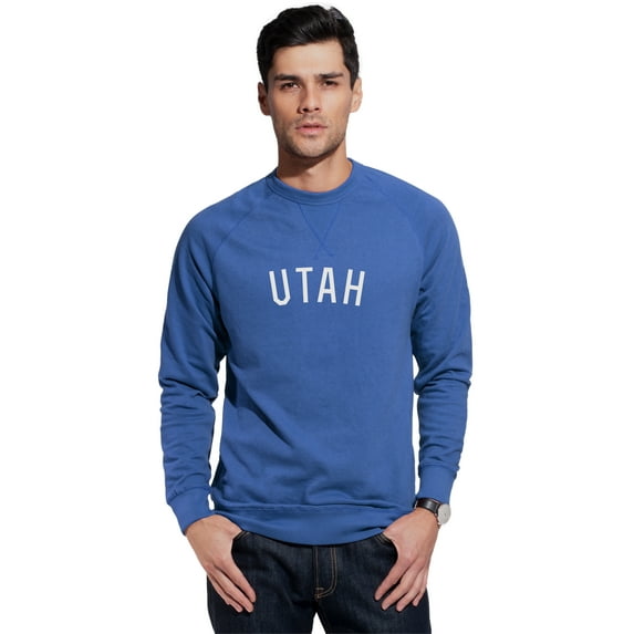 Daxton Utah Sweatshirt Athletic Fit Pullover Crewneck French Terry Fabric, Slate Sweatshirt White Letters, 2XL