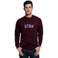 thumbnail image 1 of Daxton Utah Sweatshirt Athletic Fit Pullover Crewneck French Terry Fabric, Wine Sweatshirt White Letters, 3XL, 1 of 3