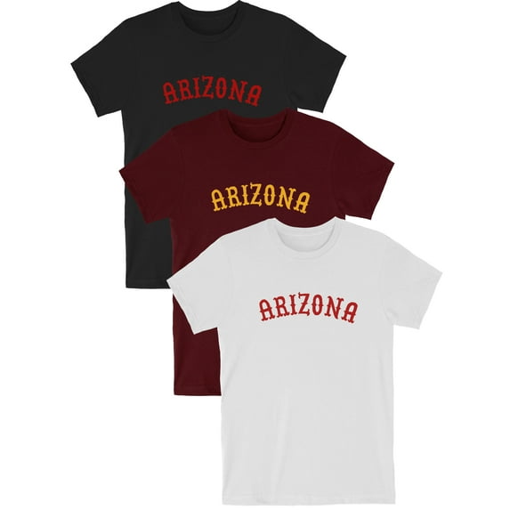 Daxton Vintage Western Arch Letters USA Cities Premium Short  Sleeves Tshits, Arizona - BlkRed, BdyGld, WhtRed, 2XL